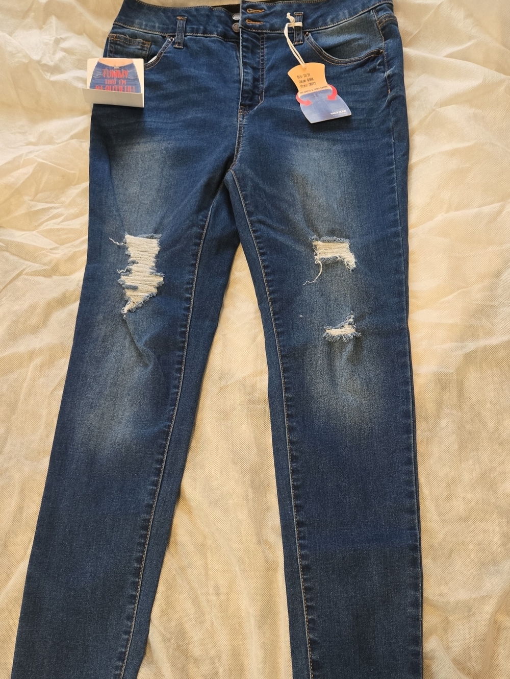 Wax Jean Dark Blue Distressed Skinny Jeans